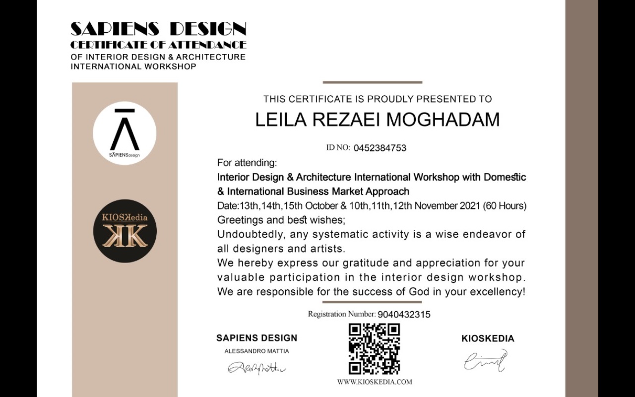  Sapiens Design Certificate of Attendance 